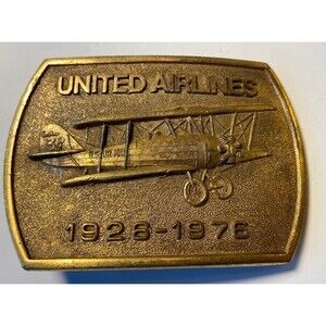 Vintage 1976 American Airlines Solid Brass Tone Belt Buckle Rare MINTY